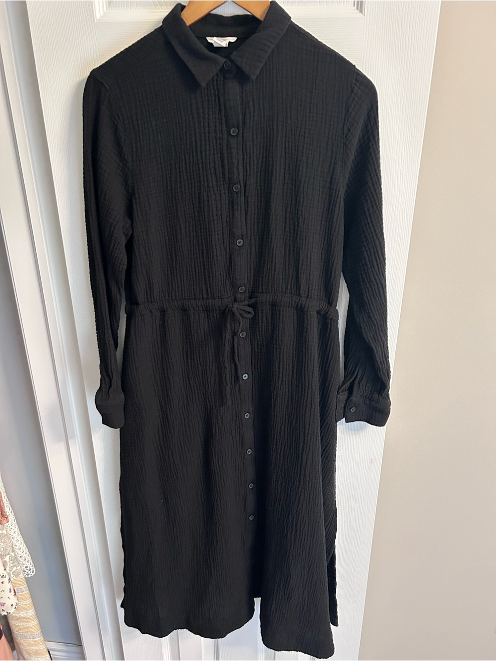 Roots Cotton Gauze Shirt Dress - Black